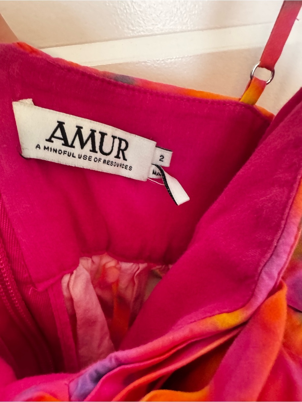 Amur CAMREIGH FLOWER MINI DRESS floral Pink & Orange Ruffled Sundress - Picture 9 of 9